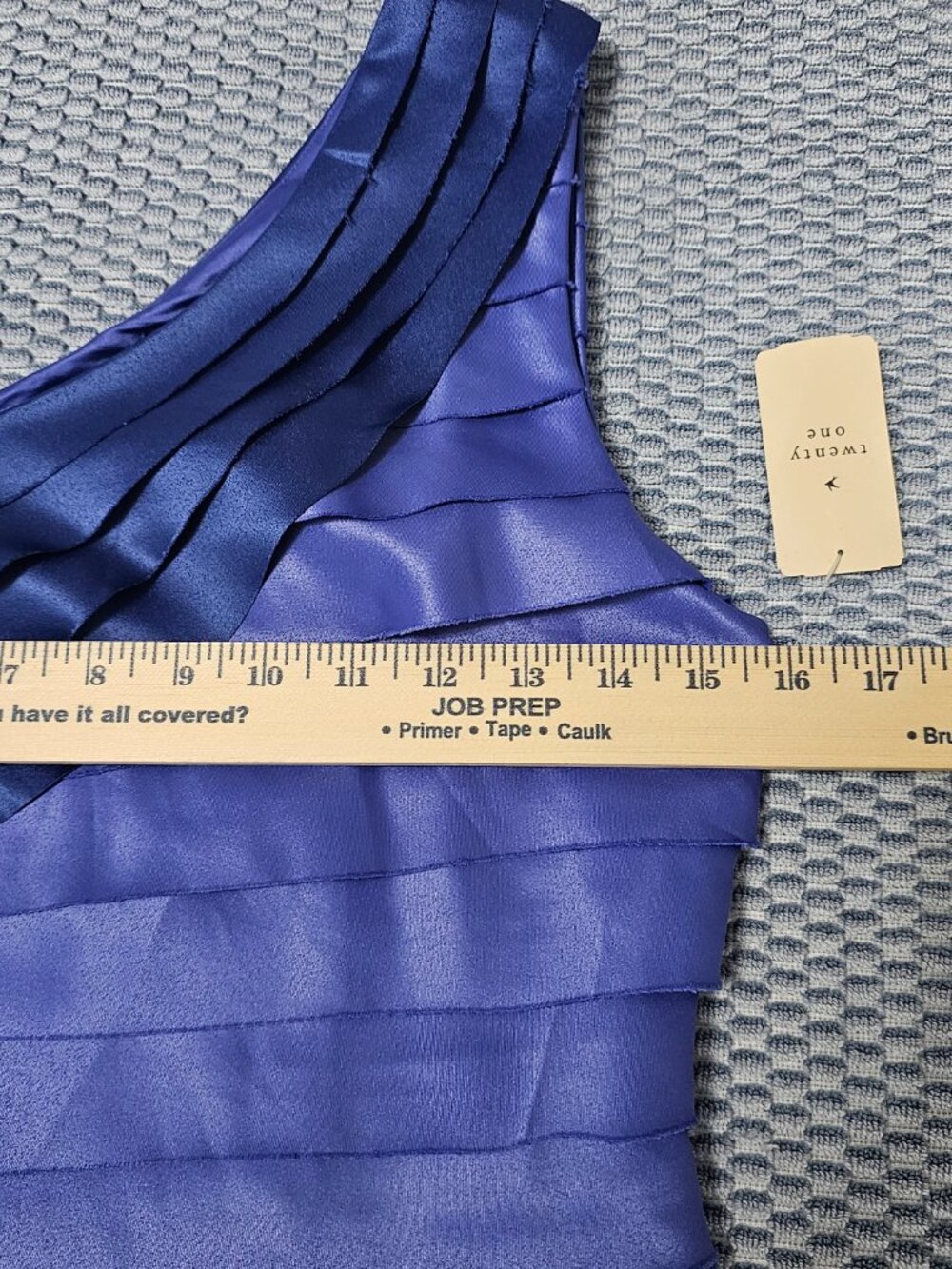 NEW Forever21 Blue Lavander Satin One Shoulder Tiered Dress Cocktail  Size 4 - Picture 6 of 7